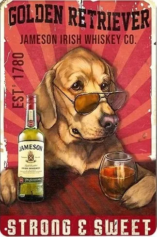 Cats and Wine Vintage Metal Sign, 8 x 12 Inch Bar Wall Decor