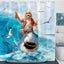 Cute Cat and Dinosaur Shower Curtain with 12 Hooks Included
