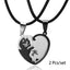 Matching Cat Couple Necklaces, 2-Piece Interlocking Gold and Silver-Tone Pendants