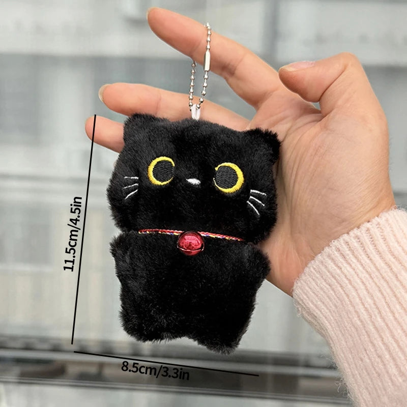 Black Cat Plush Keychain Bag Charm for Cat Lovers