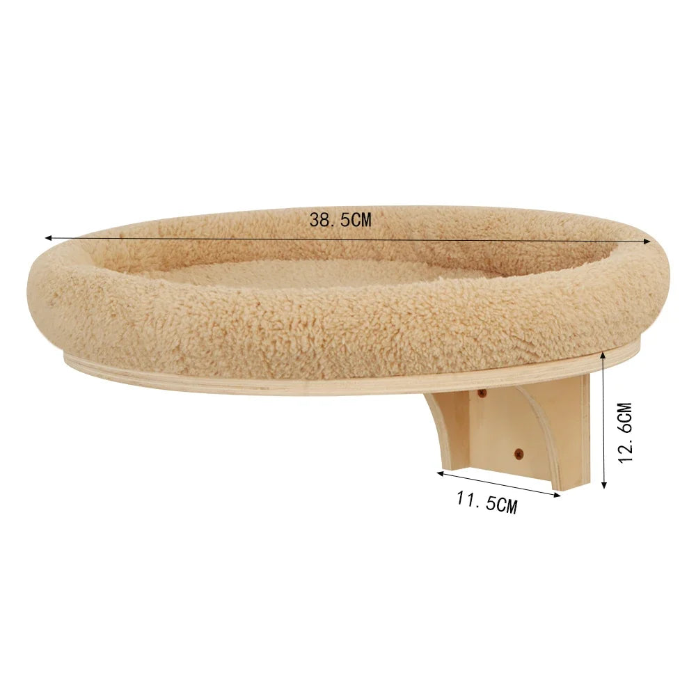 Wall-Mounted Cat Shelves and Climbing Set, Solid Wood Pieces to Mix and Match