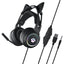 JINSERTA Cat Wallet Cat Ear Gaming Headphones – RGB Wired Headset with Mic, 50mm Drivers, 3.5mm Connection for PC & Phone