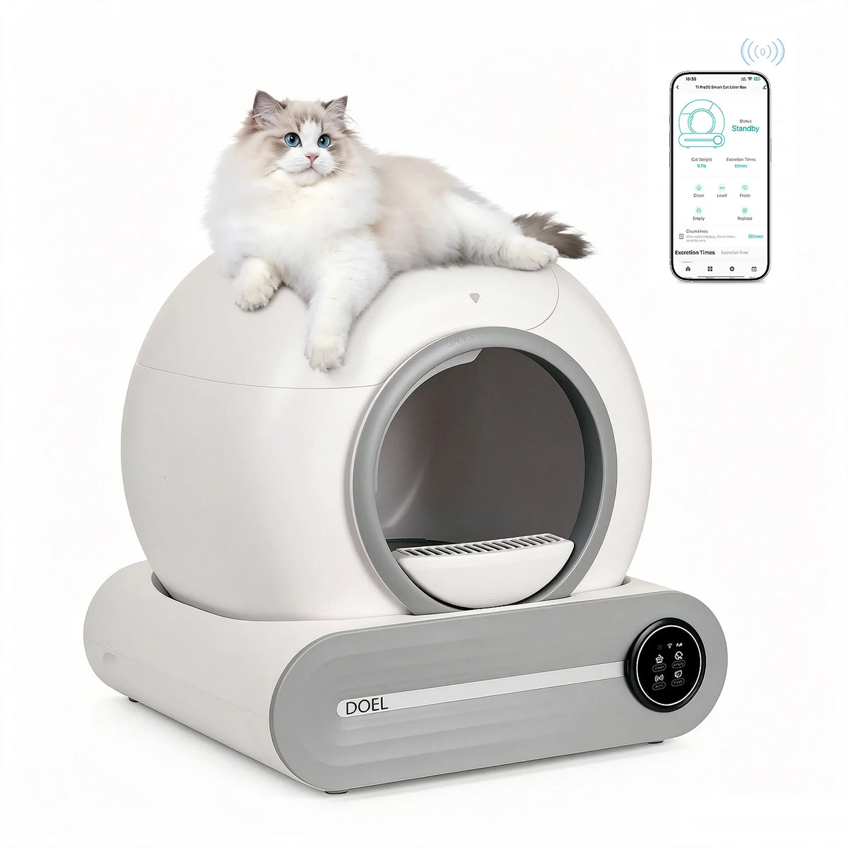 Smart Automatic Cat Litter Box – Self-Cleaning WiFi Litter Box with Odor Control, Weight Sensors & Large Waste Capacity