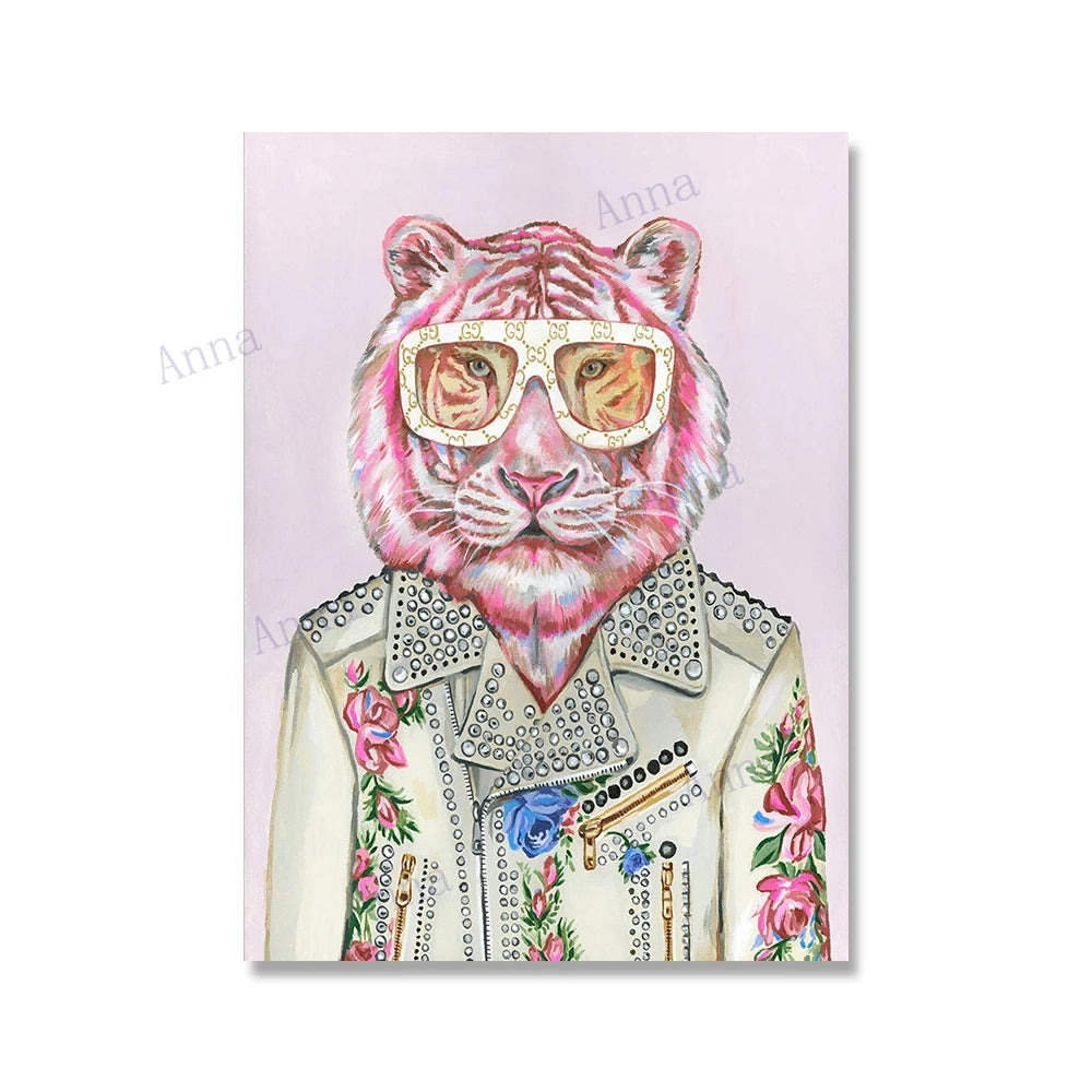 Pop Art Big Cat Poster, Leopard Lion Tiger Canvas Wall Art
