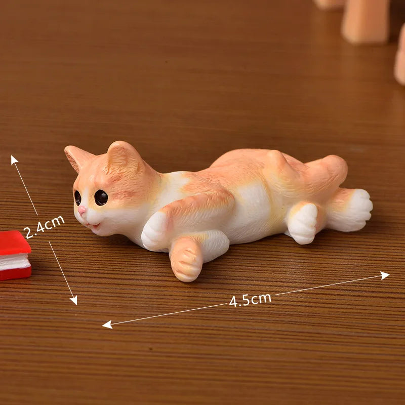 Miniature Resin Cat Figurine for Fairy Gardens and Dollhouses