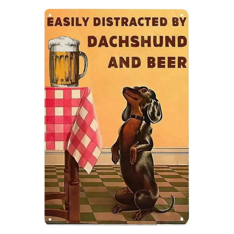 Cats and Wine Vintage Metal Sign, 8 x 12 Inch Bar Wall Decor