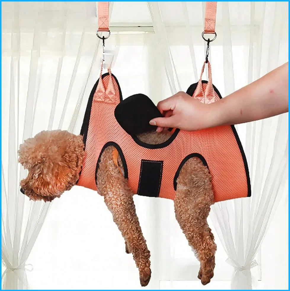 Cat Grooming Hammock for Nail Trims, Hanging Restraint Bag With Leg Holes