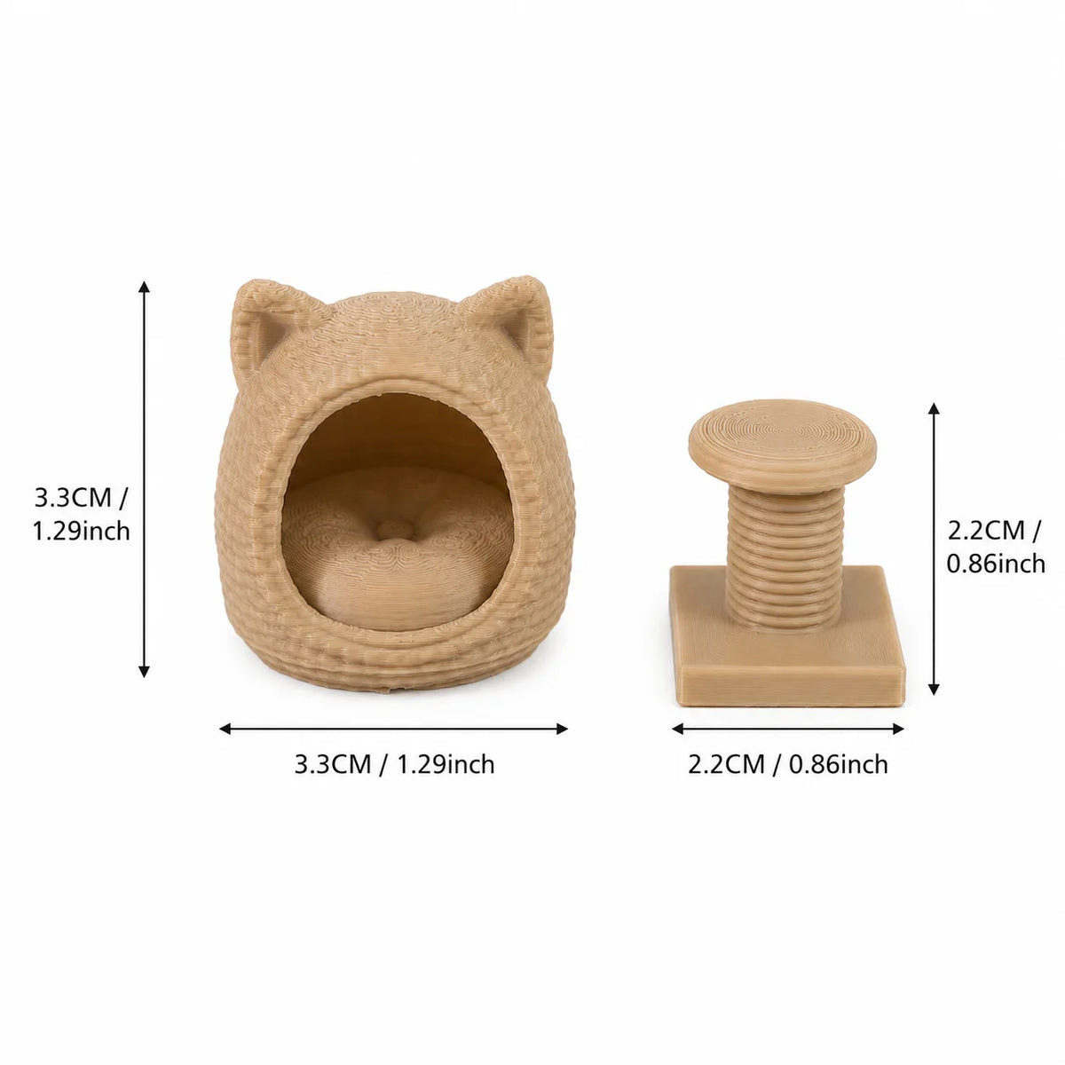 Miniature Cat Bed and Cat Tree Set for 1:12 Dollhouses