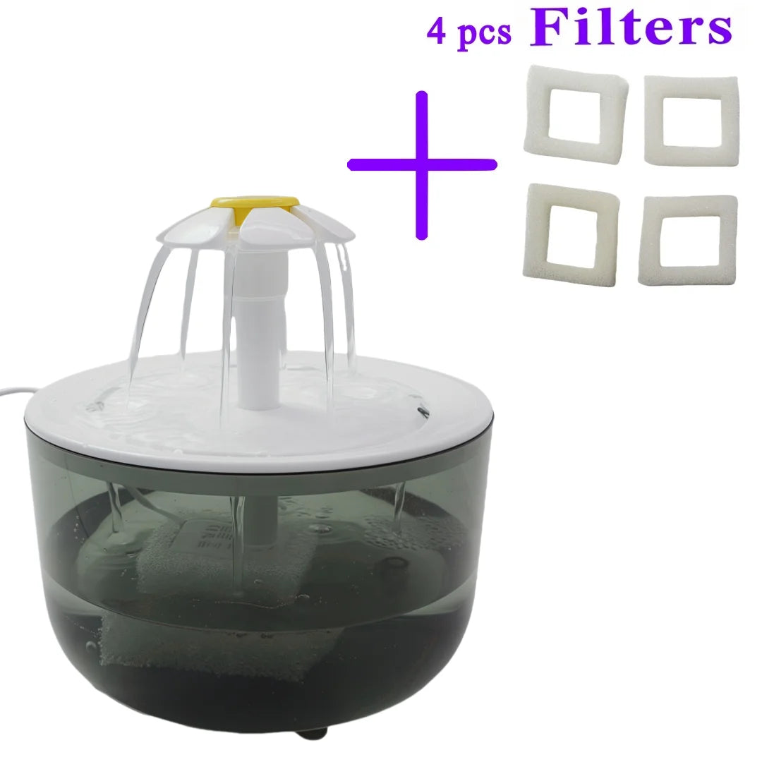 Flower Cat Water Fountain, 1.2L USB Drinking Fountain With 4 Filters