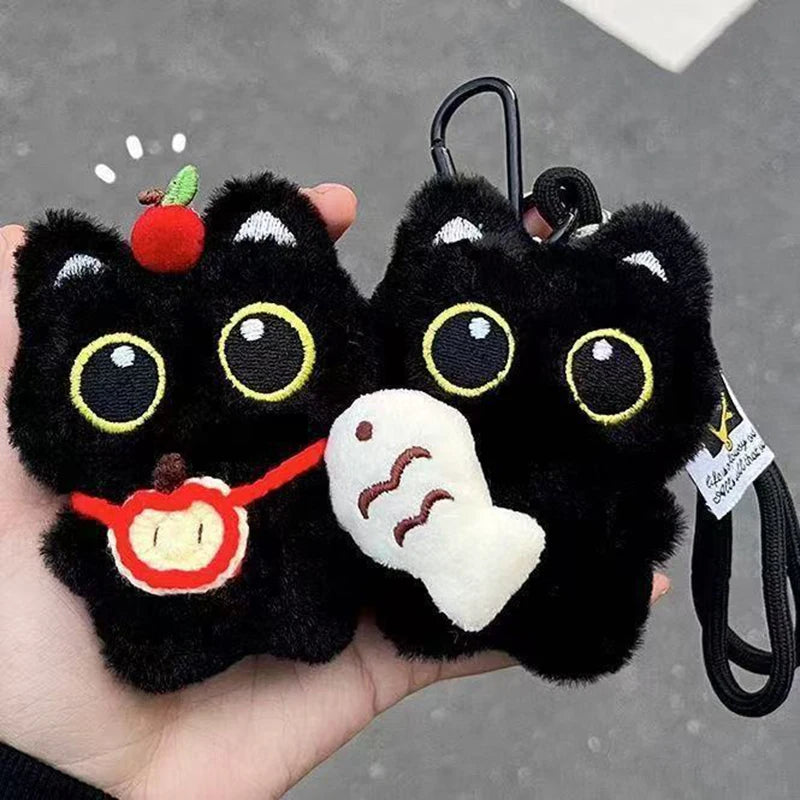 Black Cat Plush Keychain Bag Charm for Cat Lovers