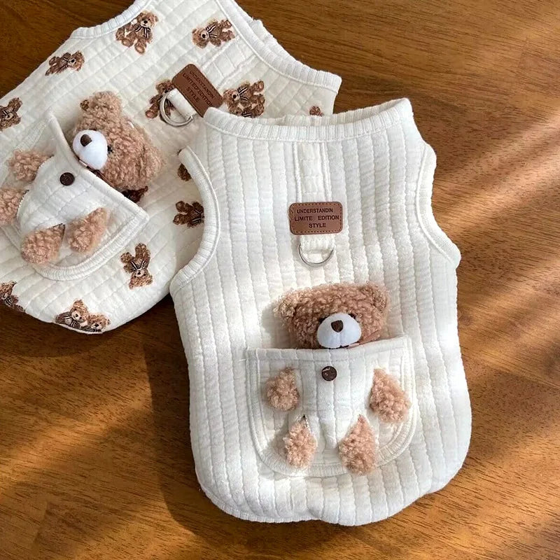 Soft Cotton Cat Vest for Fall and Winter, Cute Cartoon Shirt in Sizes XS to XL