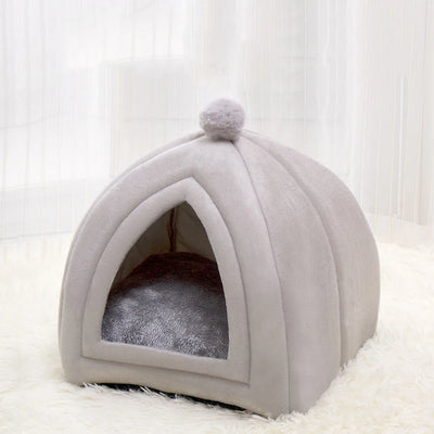 Covered Cat Tent House Bed with Coral Velvet Lining