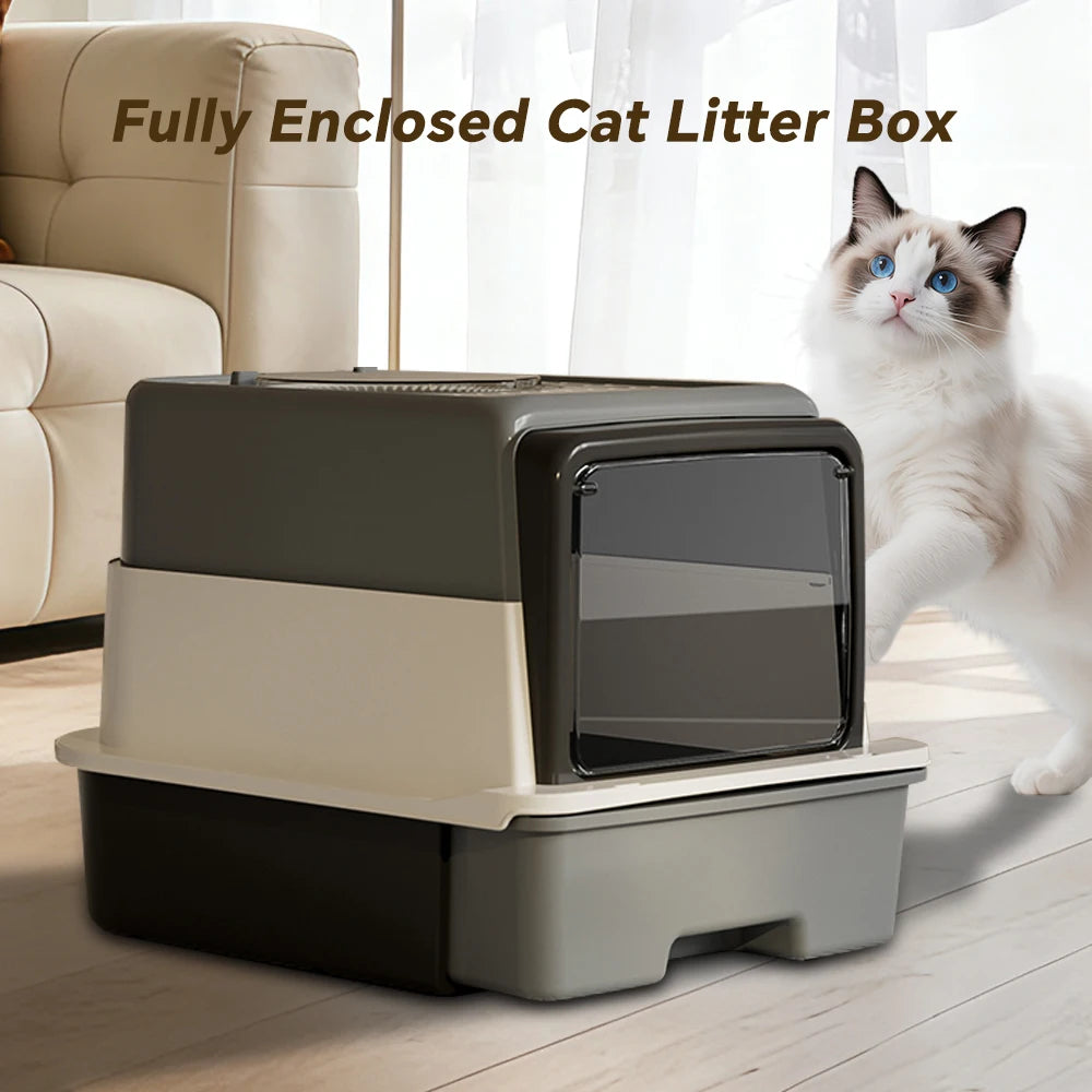Large Cat Litter Box, Enclosed or Stainless Steel Open Style for Multi-Cat Homes