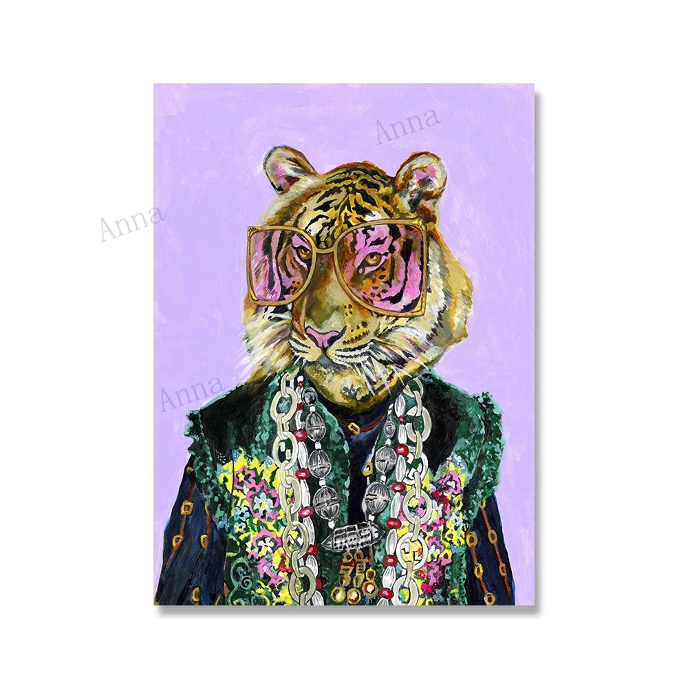 Pop Art Big Cat Poster, Leopard Lion Tiger Canvas Wall Art