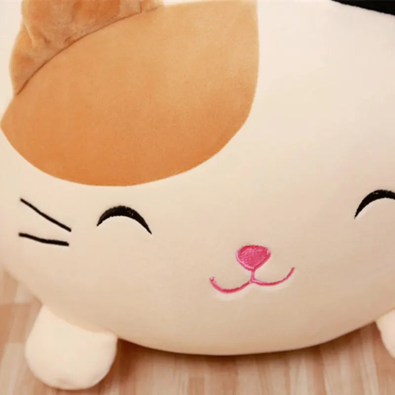 Squishy Cat Plush Pillow in 28 cm or 60 cm, Soft Calico Cat Cushion
