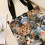 All-Over Kitten Print Tote Bag, Reusable Shopping Bag