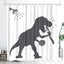 Funny Cat Riding a T-Rex Shower Curtain, Japanese Wave Decor