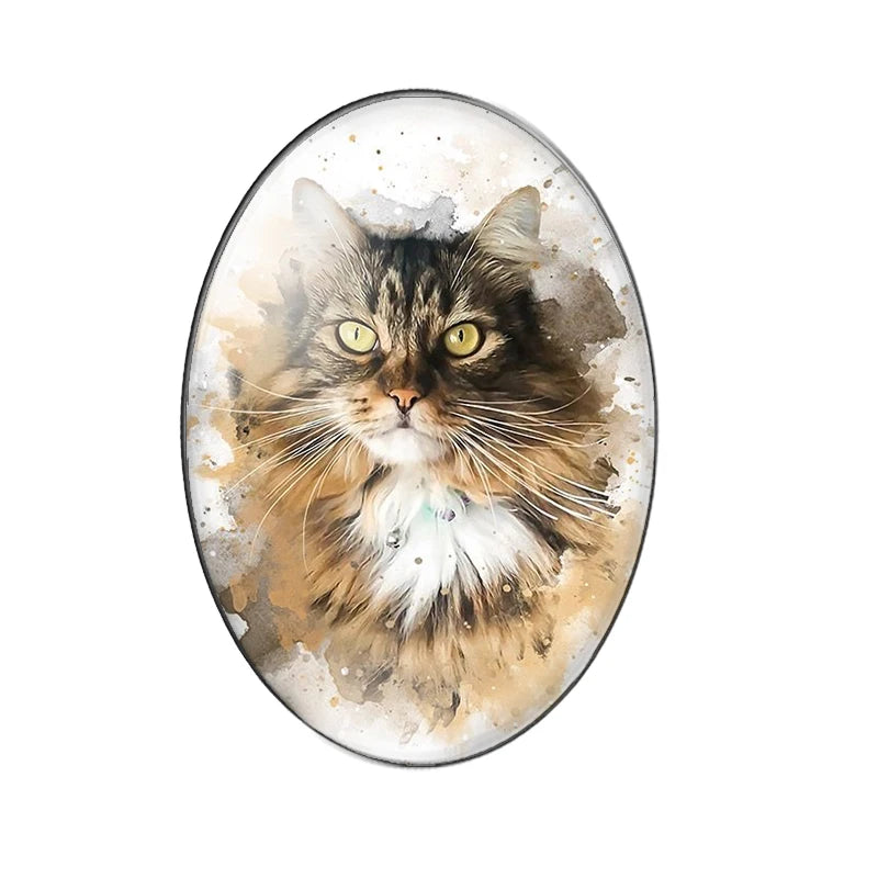 Persian Cat Glass Cabochons, 10 Pack Oval Photo Domes for DIY Jewelry