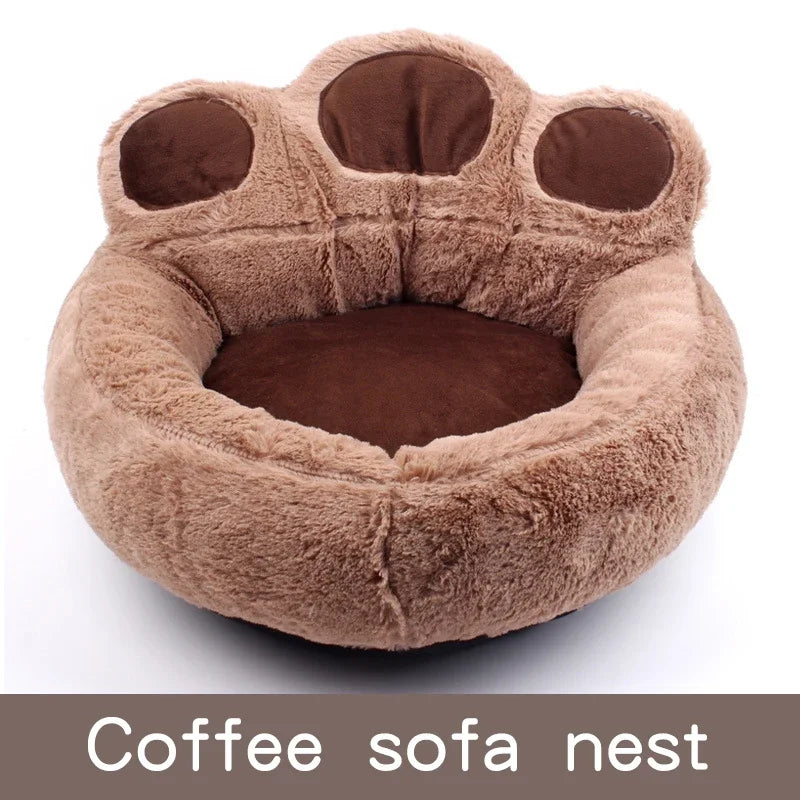 Paw Print Shaped Cat Bed with Plush Toe Bolsters