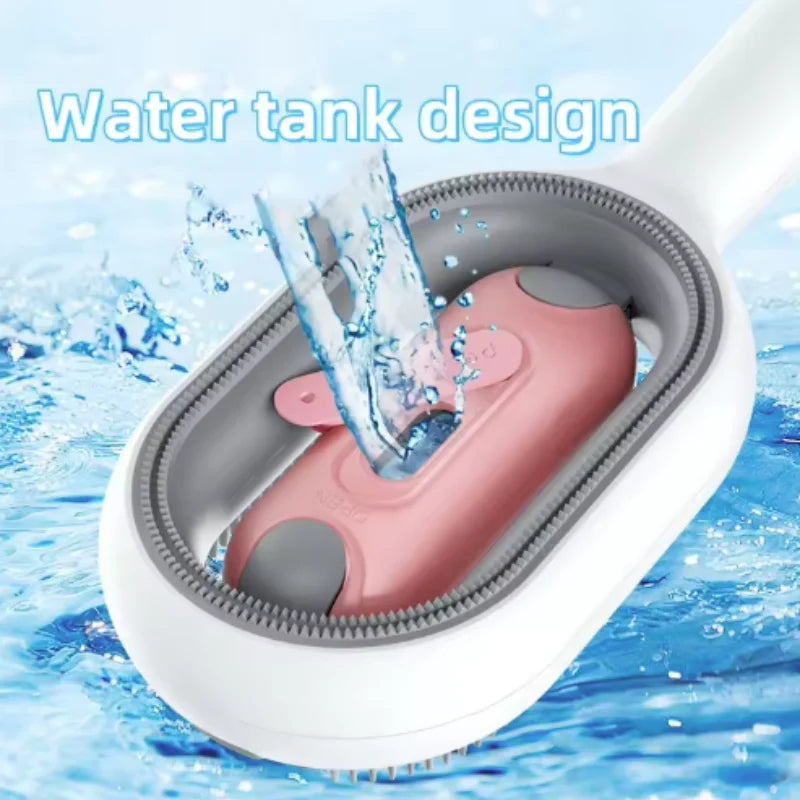 Cat Grooming Brush with Water Tank for Damp Wipe Brushing