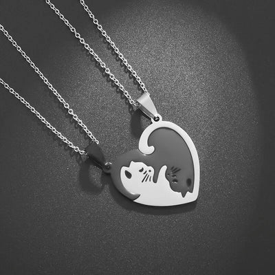 Collier chat Yin Yang doré