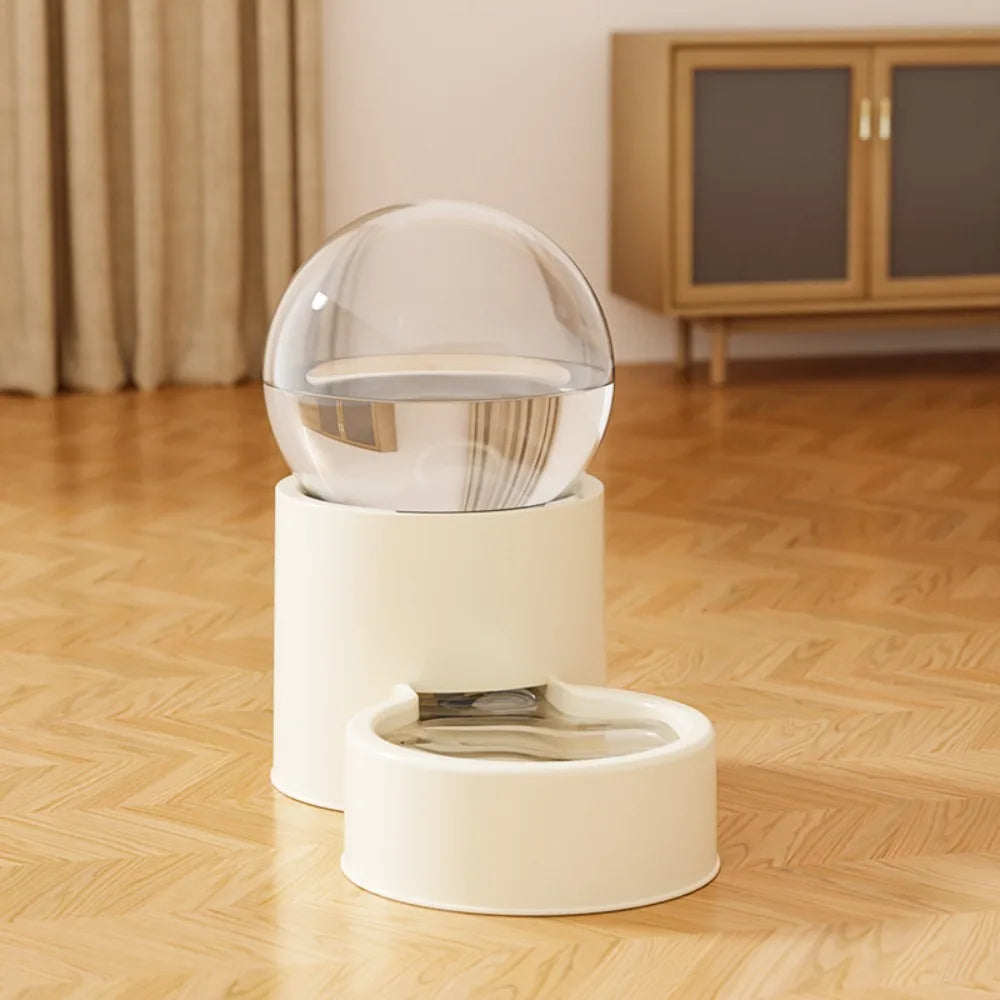 Bubble Gravity Cat Feeder or Water Dispenser, Clear Globe Refills the Bowl