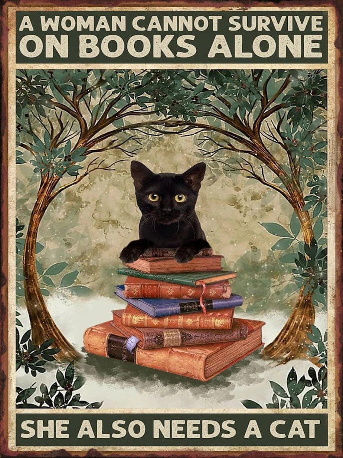 Funny Black Cat Aluminum Sign, 8 x 12 or 12 x 16 Inch Plaque