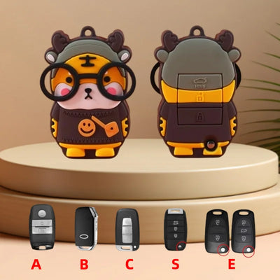 Cute Tiger Silicone Car Key Cover for Kia Smart Keys