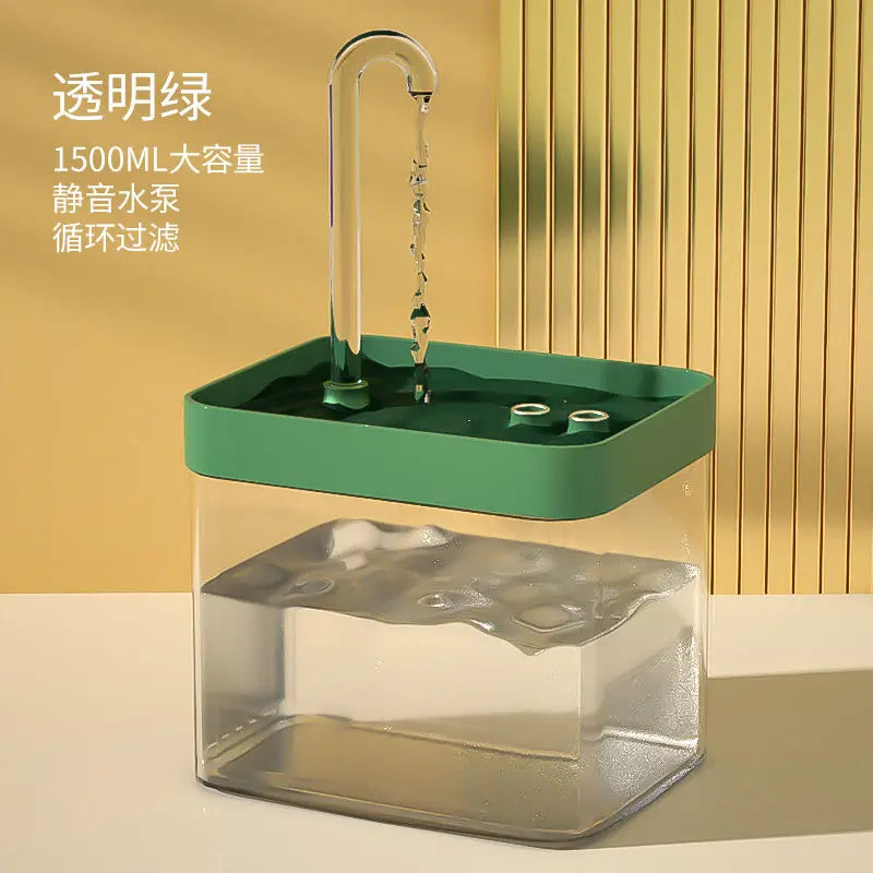 Faucet Cat Water Fountain, 1.5L Two-Tone Fountain With 3 Flow Levels