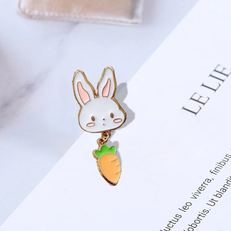 Cat Fishing Enamel Pin with Dangling Fish Charm, Cute Cat Brooch
