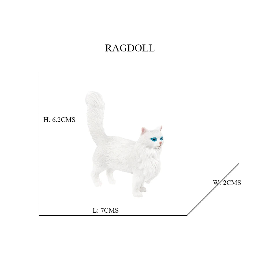 Realistic Ragdoll Cat Figurine and Chubby Cat Model, PVC
