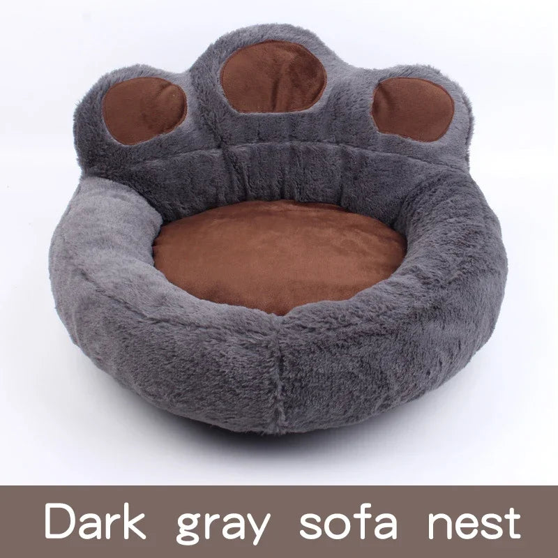Paw Print Shaped Cat Bed with Plush Toe Bolsters