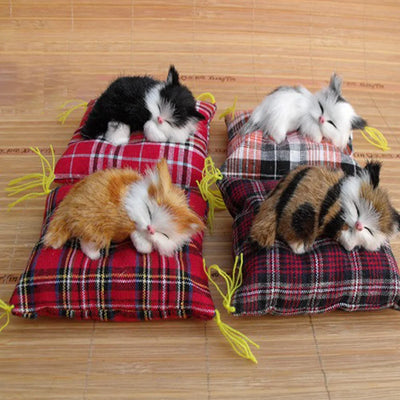 Realistic Sleeping Cat Plush, Mini Lying Cat Ornament in 6 Types
