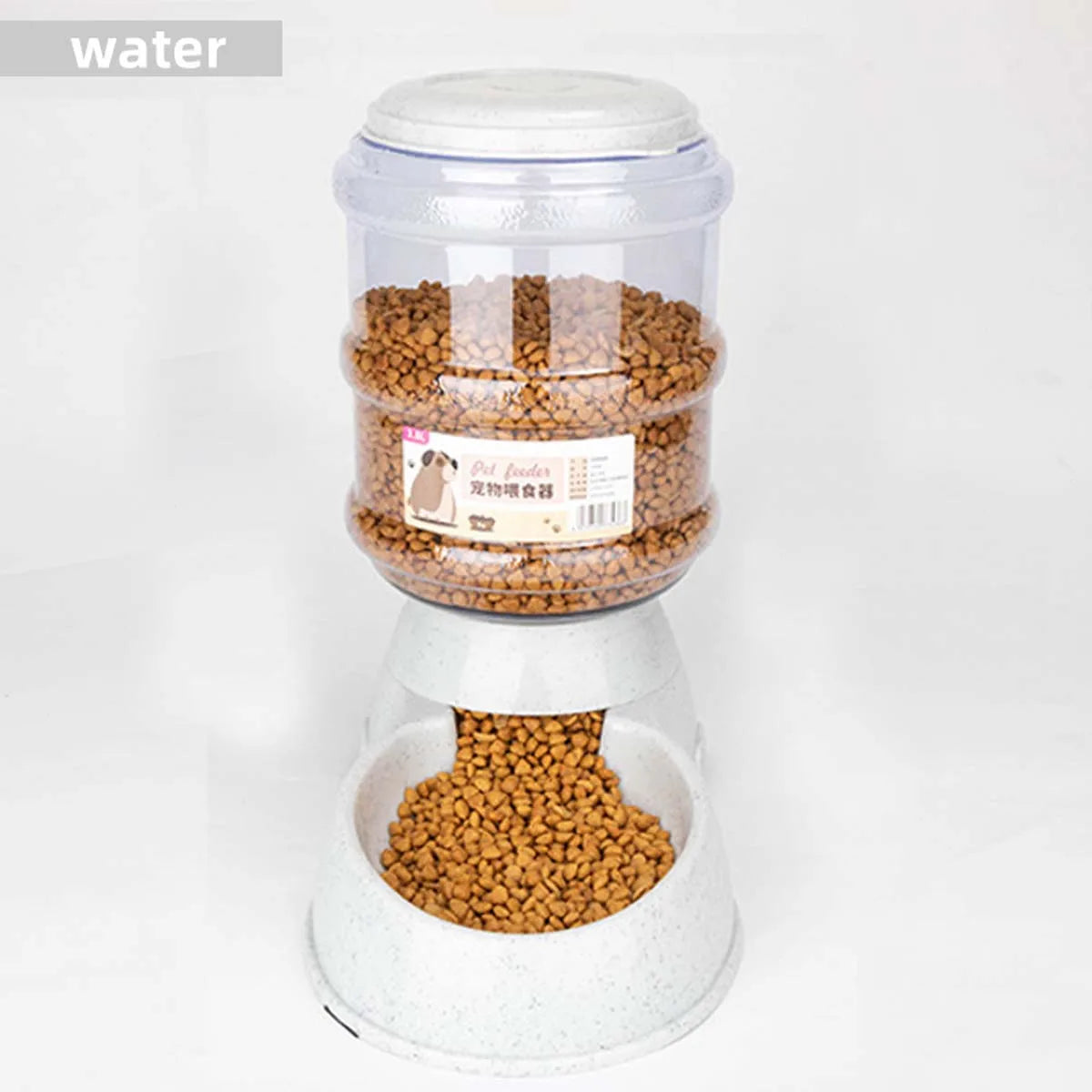 Large 3.8 L Gravity Cat Water Dispenser and Food Feeder, Speckled Base