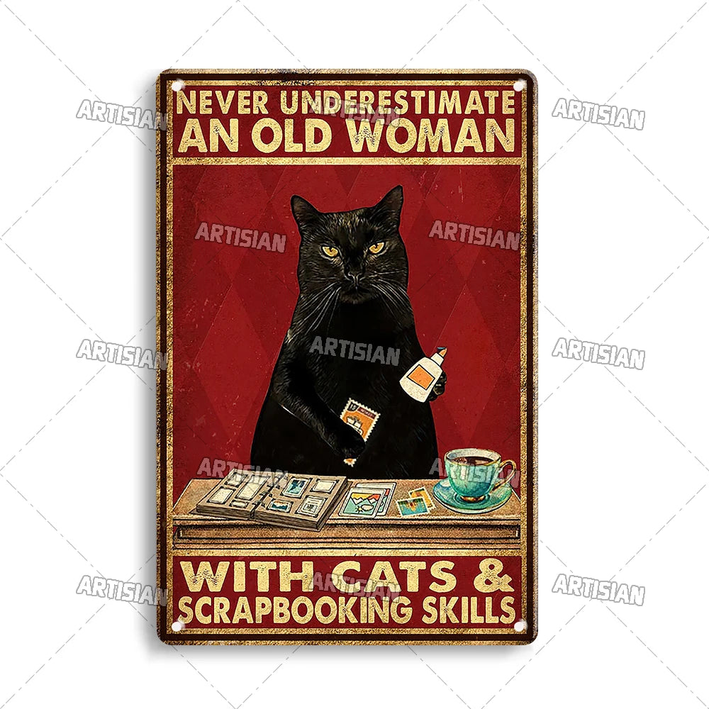Witchy Black Cat Kitchen Sign, Salem Sanctuary Tin Plaque