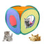Rainbow Cat Play Cube Tunnel with Hanging Ball Toy