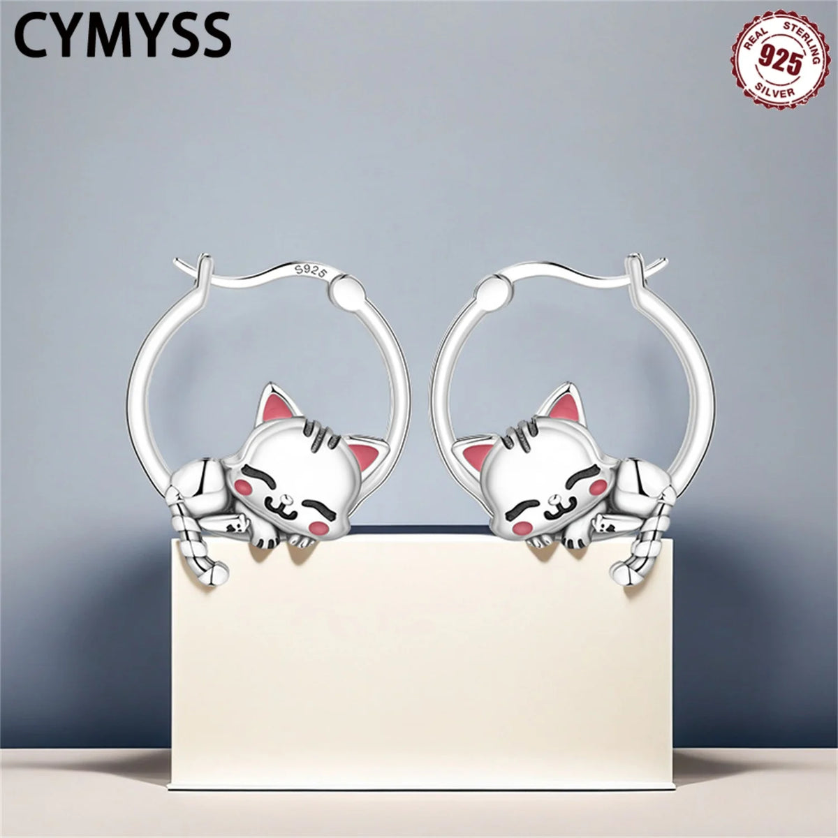 Cat Hoop Earrings for Women Fashion Fine Jewelry Birthday Party Gifts