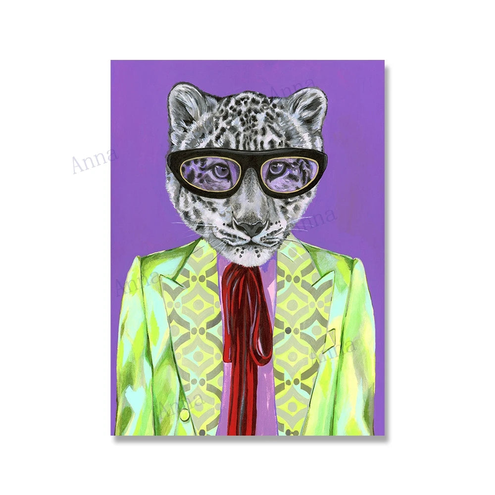 Pop Art Big Cat Poster, Leopard Lion Tiger Canvas Wall Art