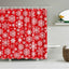 Christmas Shower Curtain with Snowman and Santa, Hooks Included