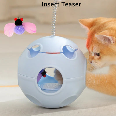 3-in-1 Cat Tumbler Ball Toy With Bee Teaser, Track Ball and Spring Pom-Pom