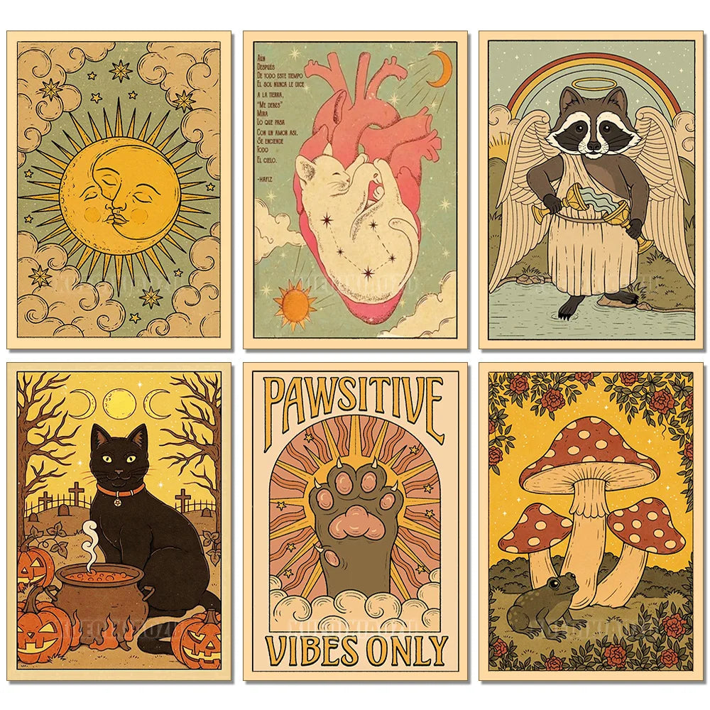 Cat Paw Tarot Card Diamond Painting Kit, Full Drill