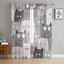 Cartoon Cat Sheer Curtains, Printed Voile Window Panels Set of 2