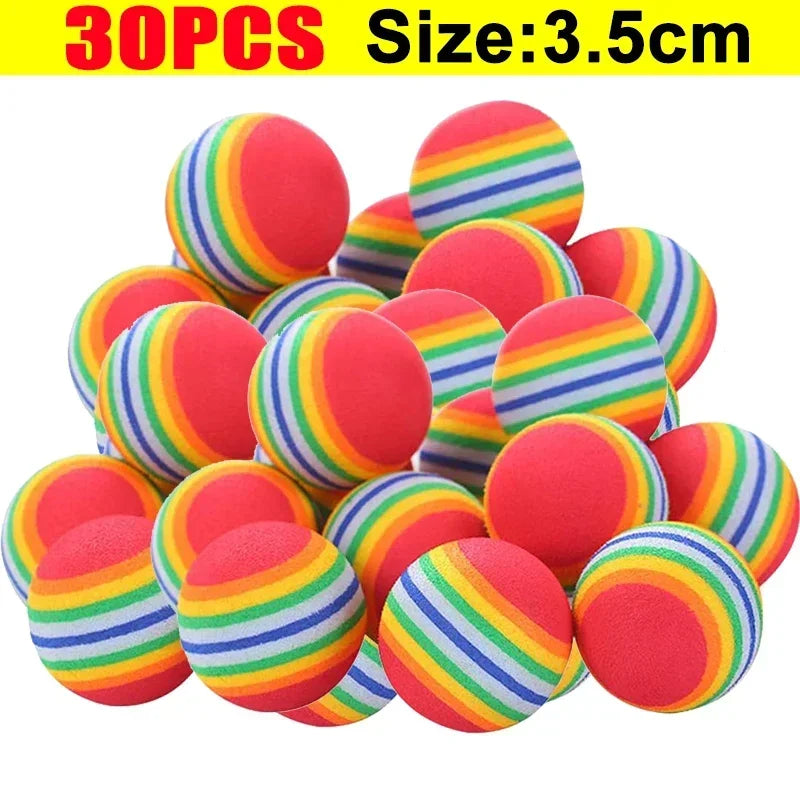 Rainbow Foam Cat Balls, Soft Lightweight Chase Toys in Packs of 10 to 100