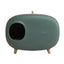Mochi Shaped Enclosed Cat Litter Box, Rounded Covered Litter Box on Wooden Legs
