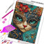 Cat and Flowers Diamond Painting Kit, 5D Full Drill Floral Cat Art