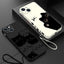 Peeking Black Cat Phone Case With Side Paw Print Design and Wrist Lanyard