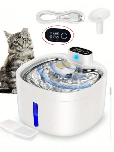 Cordless Cat Water Fountain, 2.6L Battery-Powered Fountain With Motion Sensor
