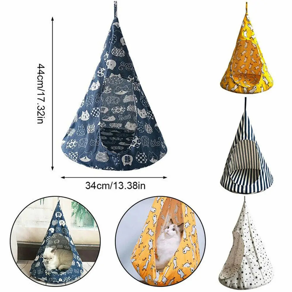 Hanging Cat Teepee Bed with Removable Cushion
