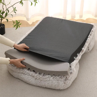 Rectangular Plush Pet Bed with Egg-Crate Foam Base