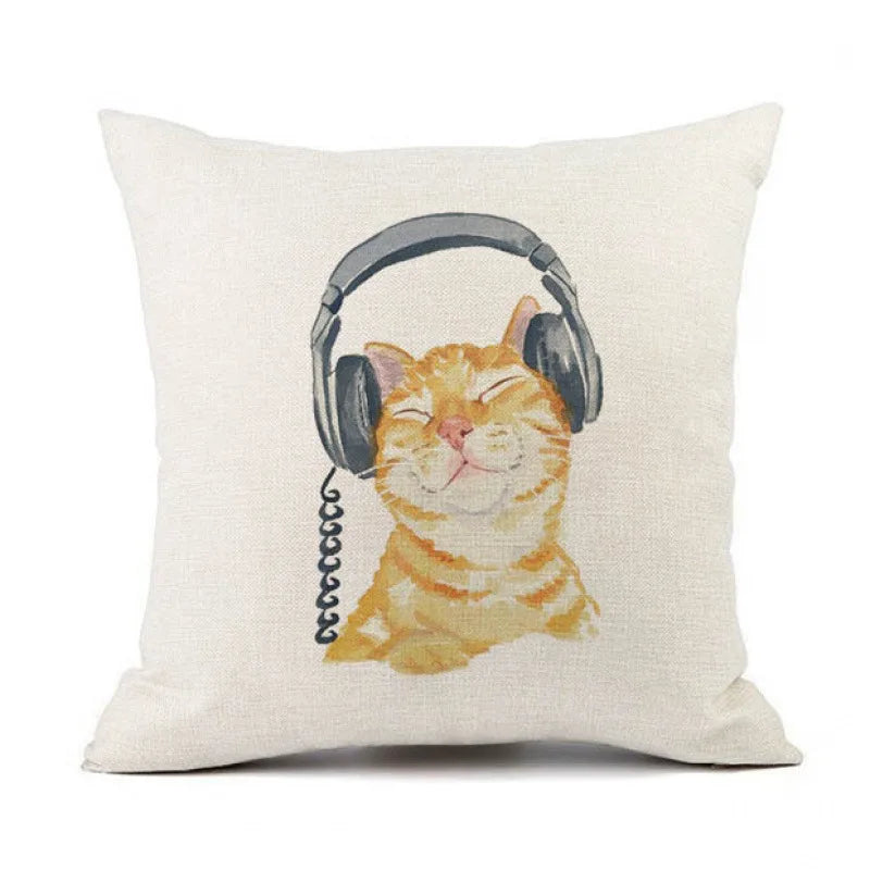 Cartoon Cat Cushion Cover, Peach Skin Throw Pillow Case 7 Sizes